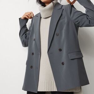 H&M Double Breasted Blazer in Blue-Grey - Size XS